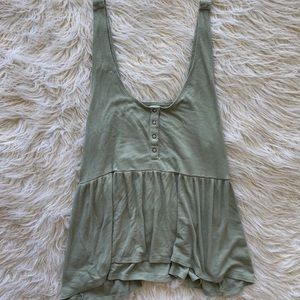 American Eagle Sage Ribbed Babydoll Tank